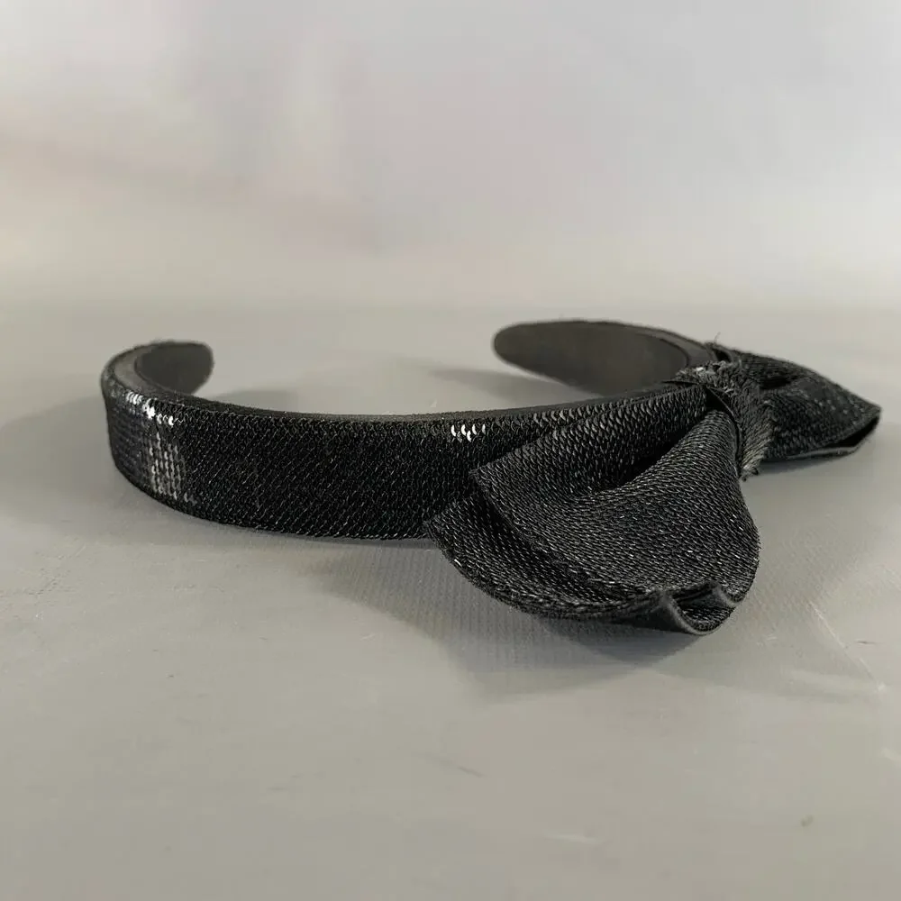 LOUIS VUITTON Black Sequined Grosgrain Ribbon Headband